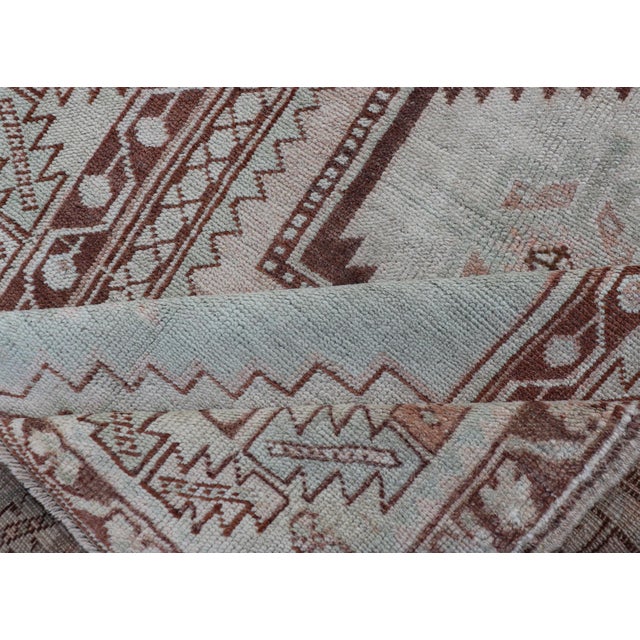 Vintage Turkish Oushak Rug With Traditional Design in Muted Blue, Brown, Salmon 3'6 X 5'7 For Sale - Image 10 of 11