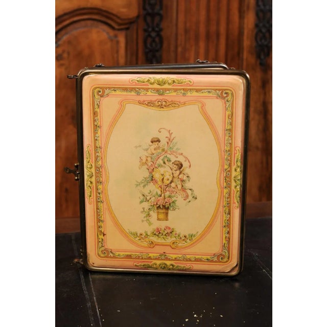 Metal French 19th Century Three Part Fold Out Vanity Mirror with Rococo Style Scenes For Sale - Image 7 of 12