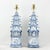 Pair of Vintage Dutch Style Blue and White Hand Painted Pagoda Metal Table Lamps With Cherub and Floral Motif For Sale - Image 13 of 13