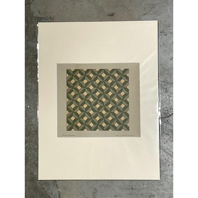 Mid-Century Modern Vintage Geometric Tile Pattern Serigraph For Sale - Image 3 of 12