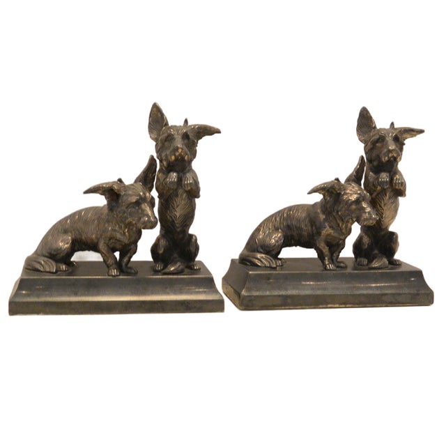 Realism Antique Jennings Brothers Scottish Terrier Cast Bronze Bookends – Rare Begging Pair For Sale - Image 3 of 8