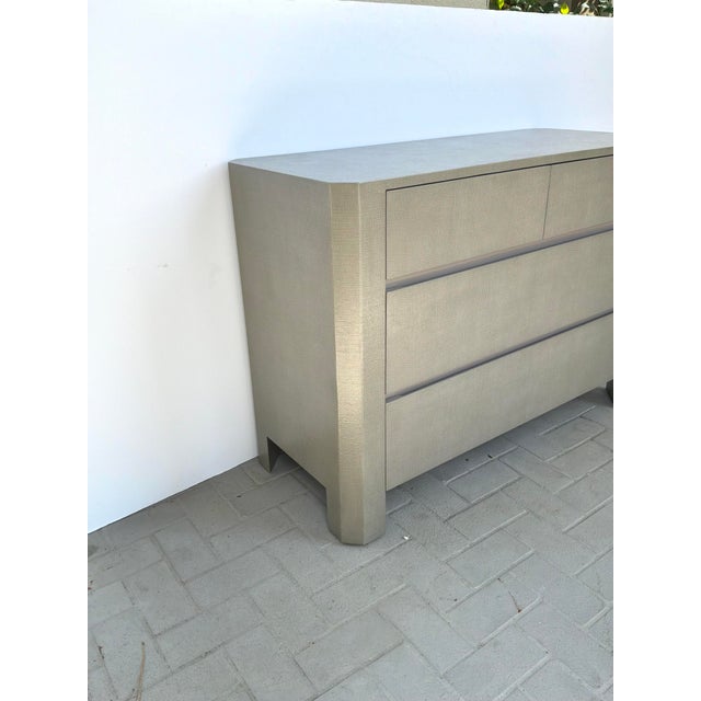 Stylish Made Goods Co. Lena Faux Raffia Dresser. 4 drawers. Original Retail $4960. Showroom Floor Sample.