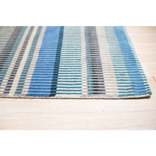 2020s 4x6 Louie Ophelia Ocean Blue Stripe Modern Hand Knotted Wool Carpet Rug For Sale - Image 5 of 6