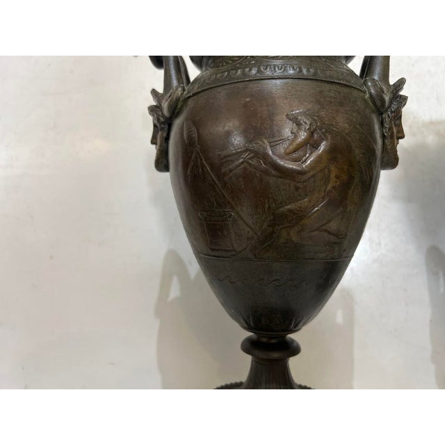 Patinated Spelter Vases, 19th Century, Set of 2 For Sale - Image 3 of 12