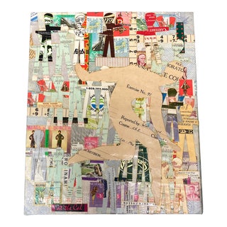 Contemporary Original Wayne Cunningham “Running Man”Abstract Collage For Sale