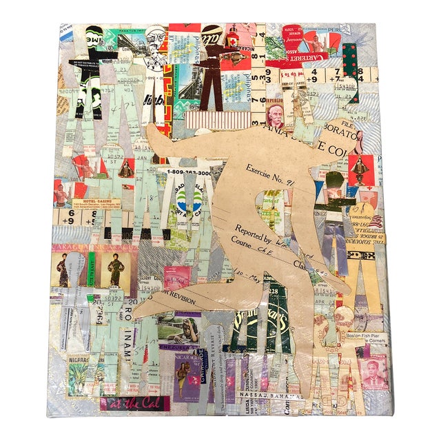 Contemporary Original Wayne Cunningham “Running Man”Abstract Collage For Sale