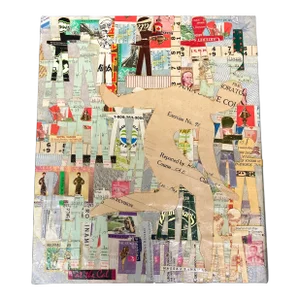 Contemporary Original Wayne Cunningham “Running Man”Abstract Collage