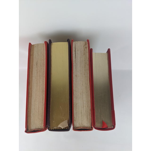 Late 20th Century Set of 4 Red & Burgundy Gold Gilt Decorative Books, Dickens & Ellery Queen For Sale - Image 5 of 16