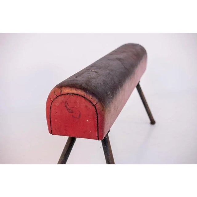 Italian Red Leather and Iron Gymnastic Horse For Sale - Image 6 of 15