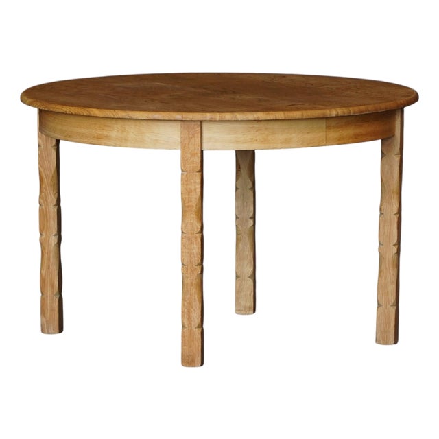 Mid-Century Modern Round Oak Dining Table with Three Extensions, 1960s For Sale