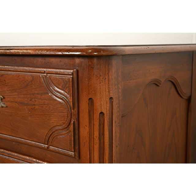 Baker Furniture French Provincial Louis XV Carved Oak Triple Dresser or Credenza For Sale - Image 11 of 18