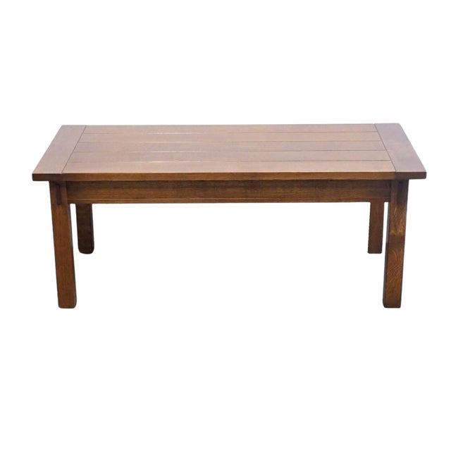 Stickley Stickley Furniture Mission Collection Solid Quarter Sawn White Oak Plank Top 46" Accent Coffee Table 89-508 For Sale - Image 4 of 9
