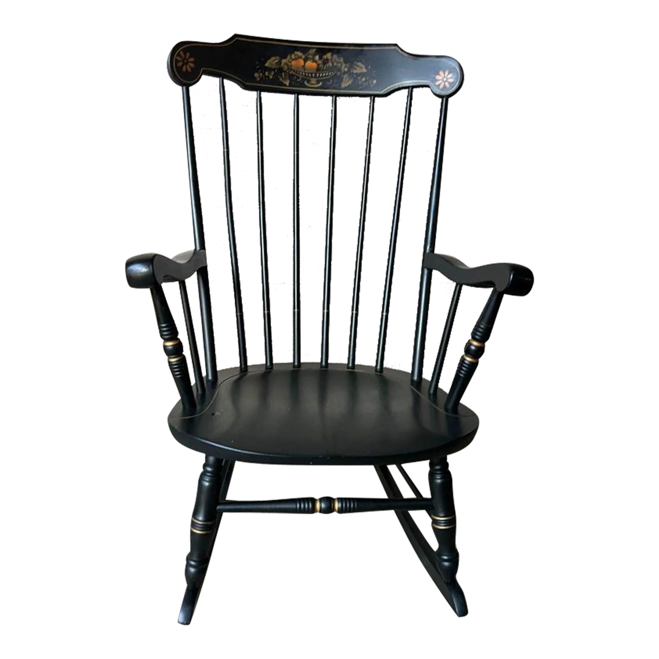 Late 20th Century Vintage Hitchcock Inspired Stenciling Black