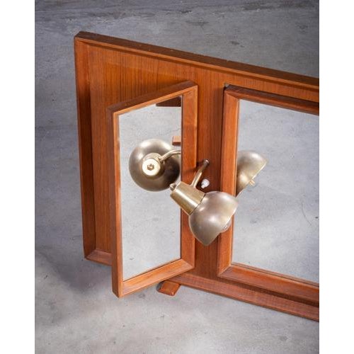 1960s Vintage Freestanding Teak Mirror with Lamp, 1960s For Sale - Image 5 of 8