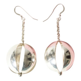 Modernist Silver Earrings by Elis Kauppi, 1960s, Set of 2 For Sale