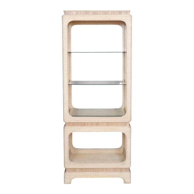 Gabriella Crespi Style Pencil Wood Bamboo & Glass Etagere For Sale