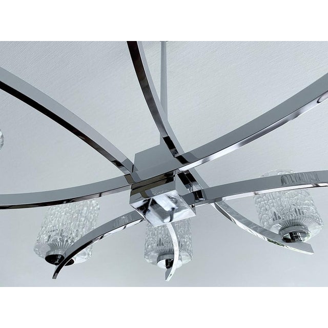 Large Glass and Chrome Pendant Light from Kaiser-Leuchten, 1970s For Sale - Image 11 of 17