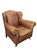 English Vintage Baker Milling Road Leather Wingback Chair & Ottoman With Nailheads and Casters For Sale - Image 3 of 12