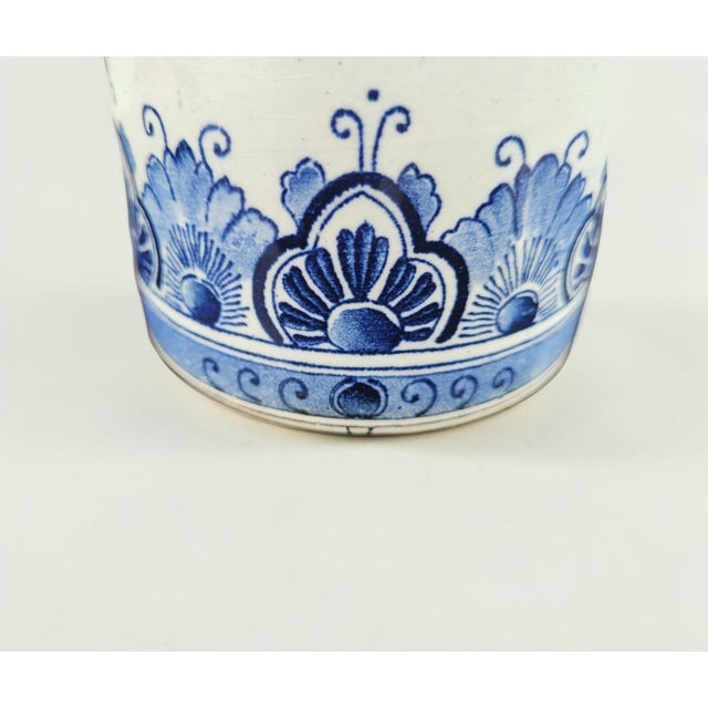 Vintage Hand-Painted Dutch Delft Blue Sailing Ship Vase, 1950s For Sale - Image 9 of 17