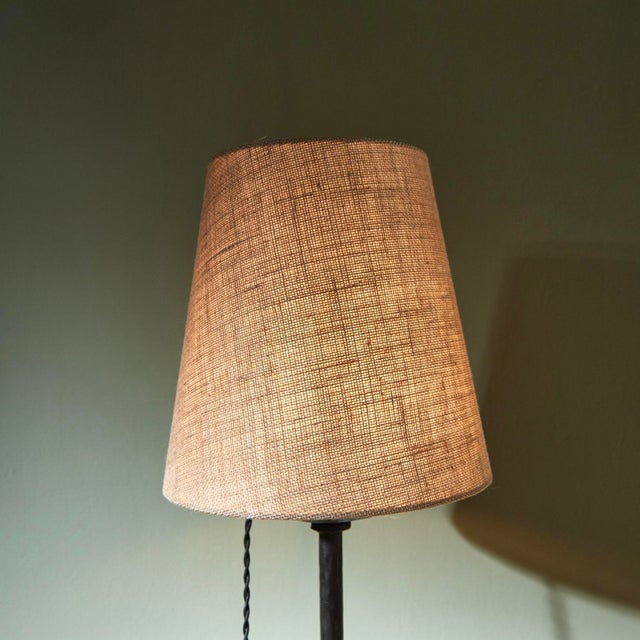 Vintage French Floor Lamp inn Wrought Iron with Tripod Base, 1930s For Sale - Image 6 of 8