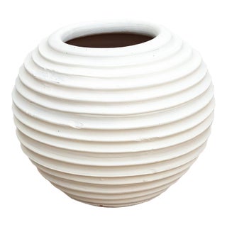 Contemporary White Terracotta Garden Planter For Sale