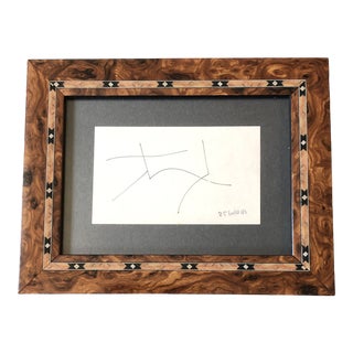 Original Vintage Robert Cooke Miniature Abstract Ink Drawing Vintage Frame 1980’s For Sale