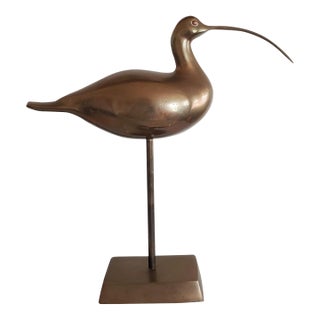 Vintage 1970s René Broissand Style Brass Bird Sculptural Figure For Sale