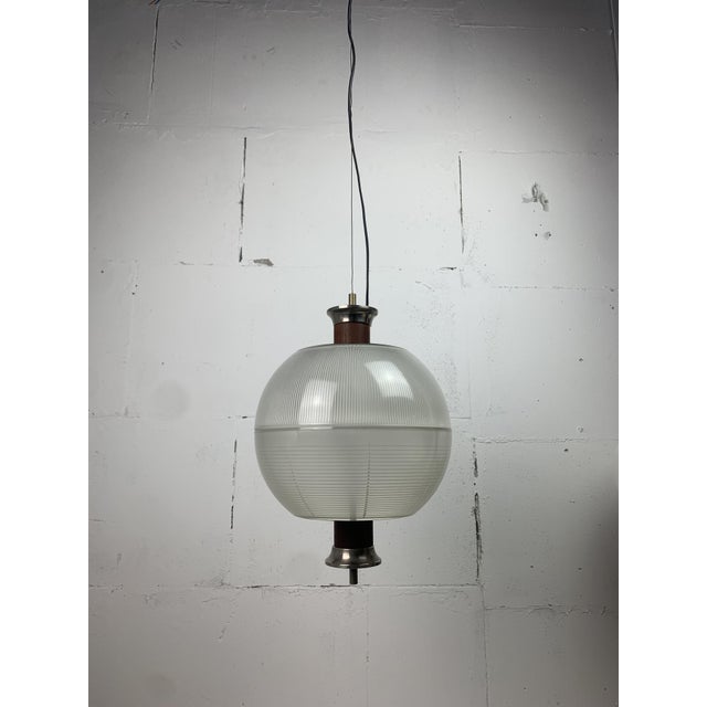 Midcentury Modern Teak and Holophane Sphere Globe Pendant by Sergio Mazza, 1960s For Sale - Image 16 of 18