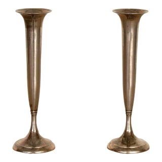 Pair of 1930s French Silver Candlesticks For Sale