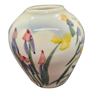Vintage Petite Ellen Dorros Crandall Studio Pottery Vase, Florals, Tennessee, Signed