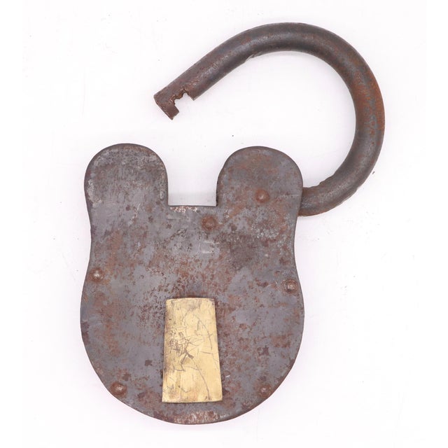 Early 20th Century Antique Large Operable Steel Padlock With Keys For Sale - Image 5 of 7