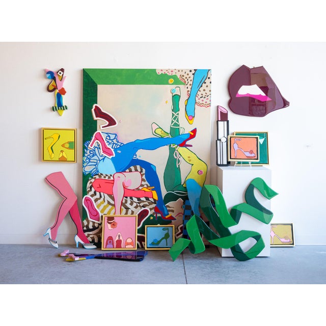 2020s Yellow Shoe Painting by Angela Chrusciaki Blehm Titled Fetish Lime For Sale - Image 5 of 5