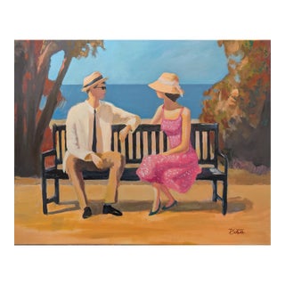 Bermona - 30x24" Oil on Canvas Painting, Beach, Summer, Vintage For Sale