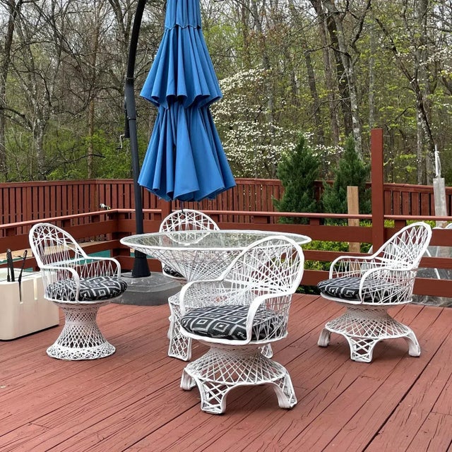 We are pleased to present this lovingly restored mid-century modern spun fiberglass patio set by Russell Woodard. The...