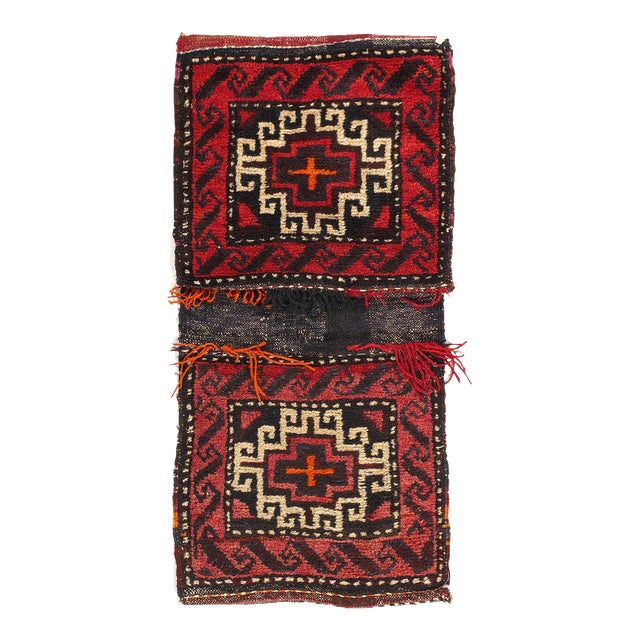 Vintage Persian Hand Knotted Shiraz Saddle Bag For Sale