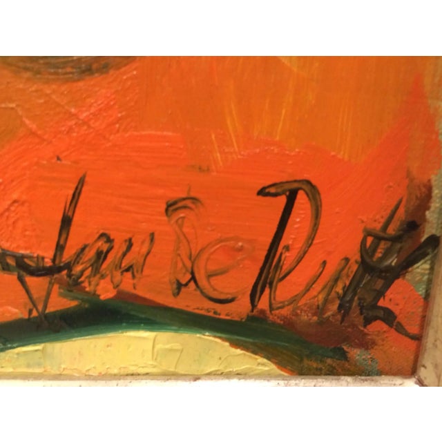 Artist: Jan De Ruth, Czech (1922 - 1991) Title: Seated Nude with Orange Blanket Year: circa 1965 Medium: Oil on Canvas,...