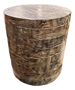 Hand-Crafted Round Side Table in Mango Wood, Organic Modern Design