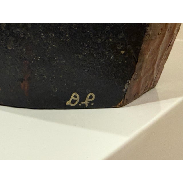 Midcentury, Heavy, Copper Cladded Wood Torso, Monogrammed For Sale - Image 9 of 9