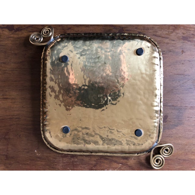 Mid Century Swedish Brass Copper Tray For Sale - Image 4 of 6