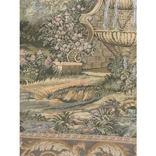 Vintage French Jacquard Tapestry with Fountain Motif, 1980s For Sale - Image 12 of 18
