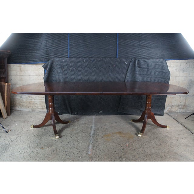 Attributed Williams Sonoma Home Regency Style Cherry Double Pedestal Dining Room Table For Sale - Image 11 of 11