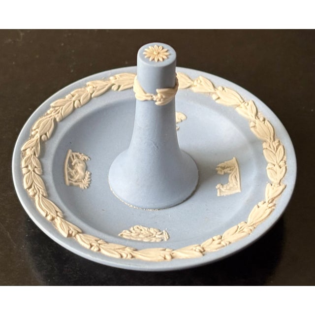 Charming blue Wedgwood Jasperware ring holder. Made in England.