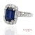 Contemporary Exquisite 18k (750) White Gold Royal Blue Sapphire and Natural Diamond Ring, Size 5 For Sale - Image 3 of 11