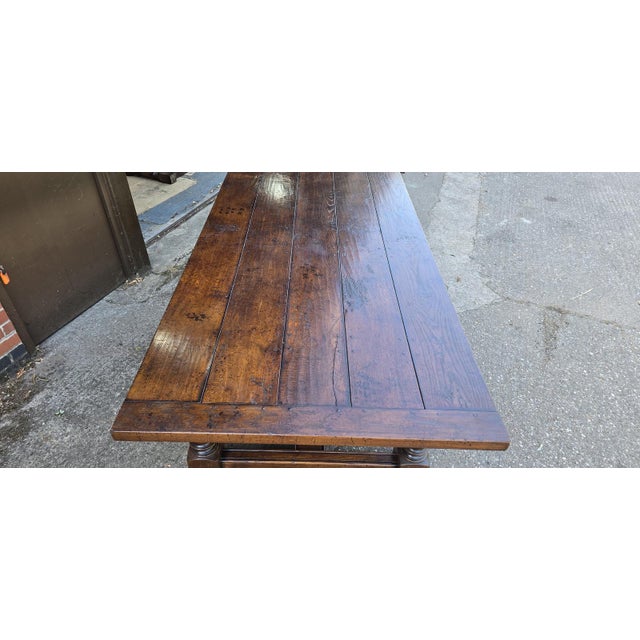 Farmhouse Plank Oak Refrectory Dining Table For Sale - Image 15 of 18