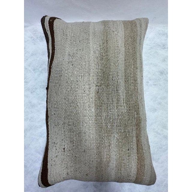 Contemporary Turkish Hemp Pillow Cushion Natural Beige Black Pillow Cushion Cover 16" x 24" For Sale - Image 3 of 4