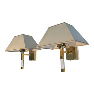 Lucite and Gilt Wall Sconces, circa 1970 - A Pair For Sale