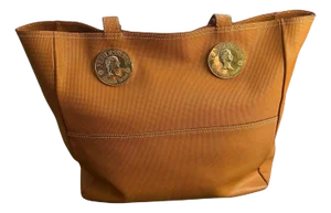 1990s Brown Leather and Fabric Tote Bag by Fendissime