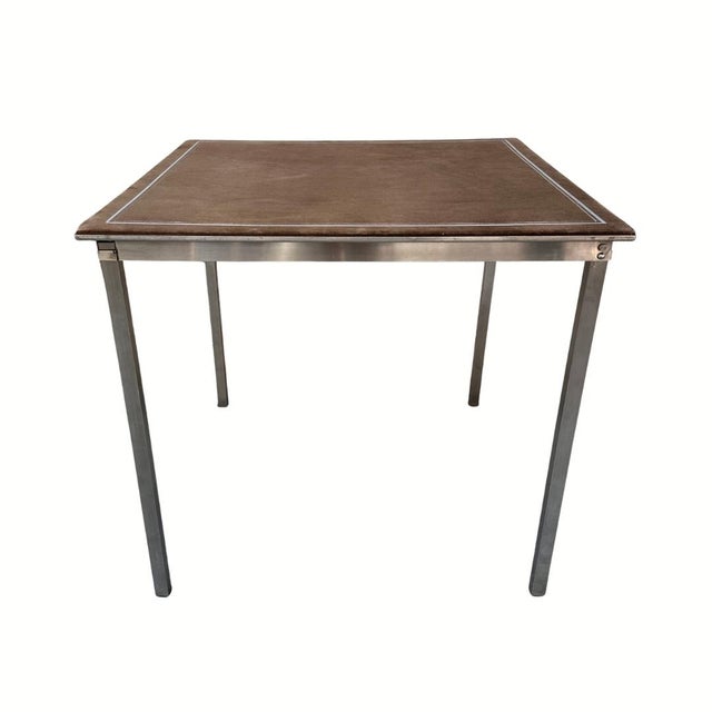 Folding Game Table, Steel and Velvet, Christian Dior Design, 1970s – France Style: Mid-Century, Christian Dior Design...