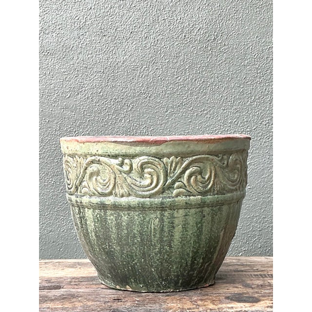Vintage Glazed Ceramic Planter For Sale In West Palm - Image 6 of 12