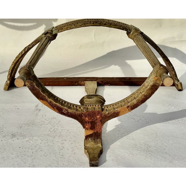 Pair of Antique French Painted Demilune Console Tables, Marble Tops For Sale - Image 13 of 18